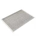 Soft Square Rug With Woven Herringbone Design Fringe Edges And Gray Tone