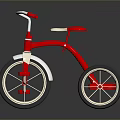 Red Tricycle With White Seat Silver Handlebars And Black Wheels On Reflective Surface