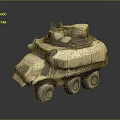 Six Wheeled Armored Military Vehicle With Sand Color And Top Turret