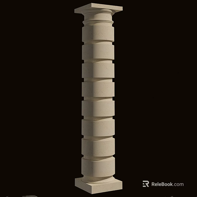 White Roman Column With Spiral Layered Structure And Smooth Stone Texture 3d model 