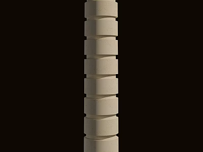 White Roman Column With Spiral Layered Structure And Smooth Stone Texture 3d model
