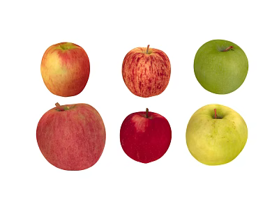 Fresh Colorful Apple Varieties With Red Green And Yellow Tones 3d model
