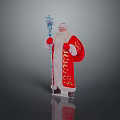 Traditional Santa Claus Standing Figure With Red Robe Golden Ornaments And Blue Scepter