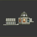 European Architecture Dome Structure With Arched Windows Stained Glass And Intricate Carved Details