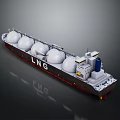 LNG Carrier Ship With Spherical Tanks And Hull Structure On Water Surface 3d model