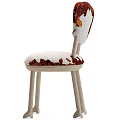 Artistic Face Pattern Backrest Fabric Upholstered Chair With Light Wooden Legs Design