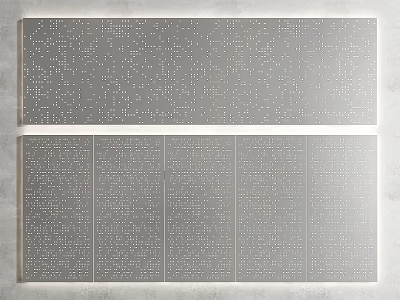 Contemporary Metal Partition With Perforated Design And Panel Sections For Interior Spaces 3d model