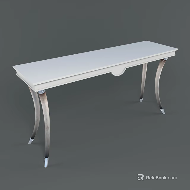 Elegant Modern Console Table With White Tabletop And Silver Metal Legs 3d model 