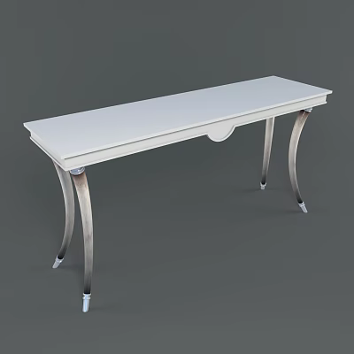 Elegant Modern Console Table With White Tabletop And Silver Metal Legs 3d model