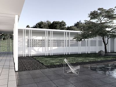 Modern courtyard gallery 3d model