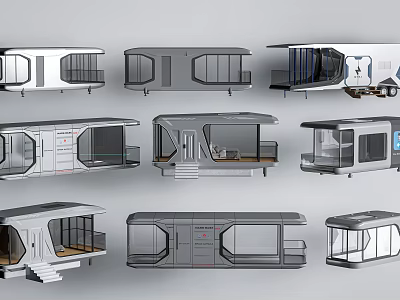 Modern Mobile Boutique Guesthouse Buildings With Sleek Glass Design And Open Terraces 3d model