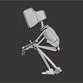 Game And Movie Character With Square Head Slender Limbs White Body In Cartoon 3D Design