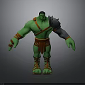 Green Muscular Character With Red Straps Shoulder Armor And Decorative Elements