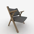 Modern Leisure Chair With Wooden Frame And Gray Fabric Cushion Design