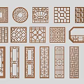 New Chinese-style openwork window door and window 3d model