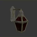 Vintage Wall Lighting Combination With Red Glass Shade And Metal Decorative Frame
