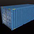 Blue Shipping Container Featuring Metal Structure Double Doors And Yellow Markers
