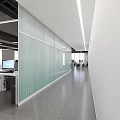 Modern Corridor Glass Partition Open Office Area Workstation Partition Corridor Screen 3d model