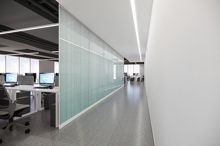 Modern Corridor Glass Partition Open Office Area Workstation Partition Corridor Screen 3d model