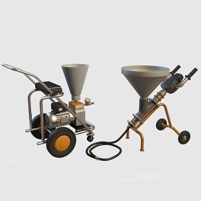 Industrial Mobile Spraying Equipment With Funnel Wheels Motor And Hose Connection 3d model