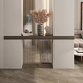 Modern Foyer Hallway Design With Vase Dried Flowers And Lighting