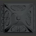 Gray 3D Lantern Model With Intricate Lattice Design And Base Accents