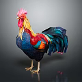 Vibrant Rooster With Colorful Feathers Red Comb And Blue Body Plumage