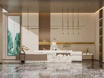 New Chinese Front Desk 3d model