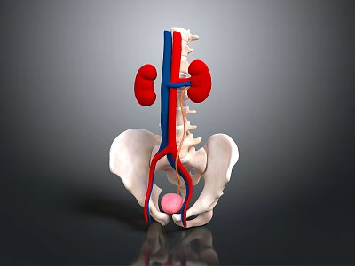 Detailed Human Abdominal Organs Anatomy Showing Kidneys Spine And Blood Vessels 3d model