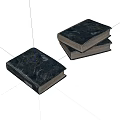 Vintage Old Books With Dark Blue Covers And Worn Marks Stacked And Single