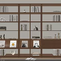 Wooden Bookshelf With Multi Tier Design Featuring Books Decorative Items And Photo Frames