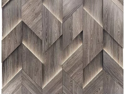 Geometric Wood Wall Decor With Integrated Lighting 3d model