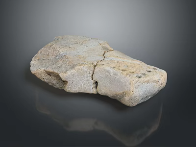 Natural Stone Block With Textured Surface And Visible Crack Patterns 3d model