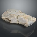Natural Stone Block With Textured Surface And Visible Crack Patterns 3d model