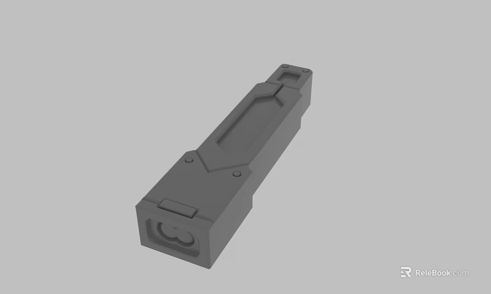 Simple Gray Industrial Mechanical Part 3D Model With Grooves And Holes 3d model 