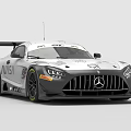 Mercedes White Racing Car With Rear Wing Sponsor Logos And Large Tires