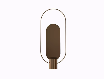 Modern Minimalist Decorative Ornament Set With Brown Columnar Body And Metal Frame Wooden Base 3d model