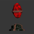 Elegant Decorative Ornament Set With Red Gemstone Top And Green Marble Patterned Base