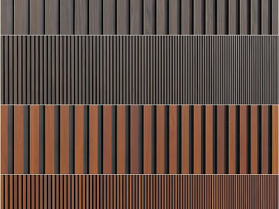 Modern Wooden Wall Panels With Vertical Stripes Design And Various Wood Grain Colors 3d model