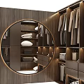 Modern Walk in Closet Design With Hanging Clothes Shelves And Storage Drawers