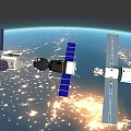 Multiple Space Station Modules With Solar Panels Orbiting Earth Surface 3d model