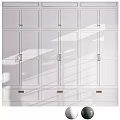 White Modern Wardrobe Design With Multiple Paneled Doors And Metal Handles