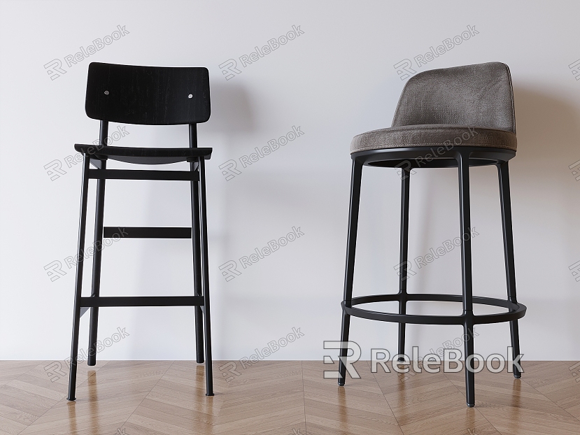 Modern Bar Chair Bar Stool Wrought Iron Backrest High Stool model