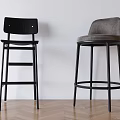 Modern Bar Chair Bar Stool Wrought Iron Backrest High Stool 3d model