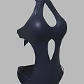 Stylish Navy Blue One Piece Swimsuit Featuring Halter Neck And Cut Out Details