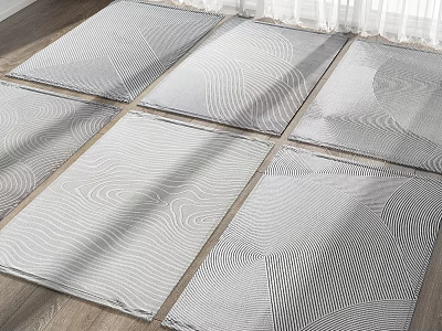 Square Rugs With Modern Geometric Patterns In Soft Gray Tones For Living Room Decor 3d model