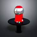 Red Gumball Machine With Transparent Globe And Colorful Lights On Black Table