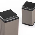 Two Modern Beige Washing Machines With Black Top Lid And Control Panel