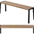 Modern Wooden Outdoor Benches With Black Metal Legs And Simple Design
