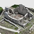 Ancient Ruins Site With Stone Walls Stone Steps And Grass Terrain